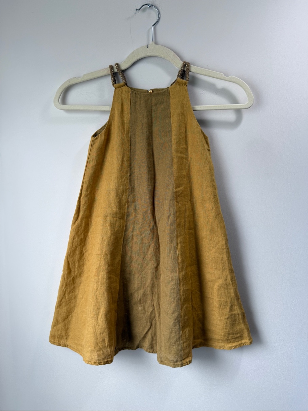 Zara Mustard A-Line Pinafore Toddler 100% Cotton Little Girls Dress size 5/6